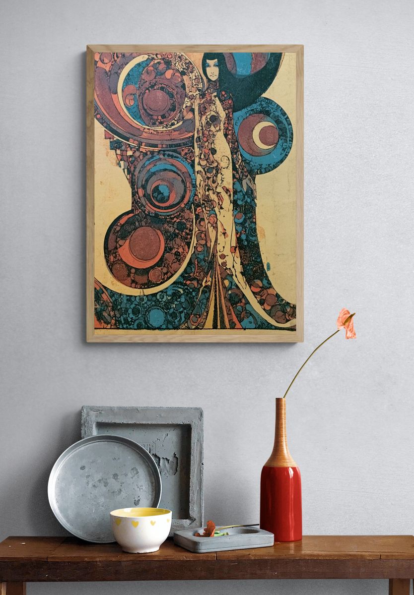 Retro Psychedelic Figure Print. — room view 3
