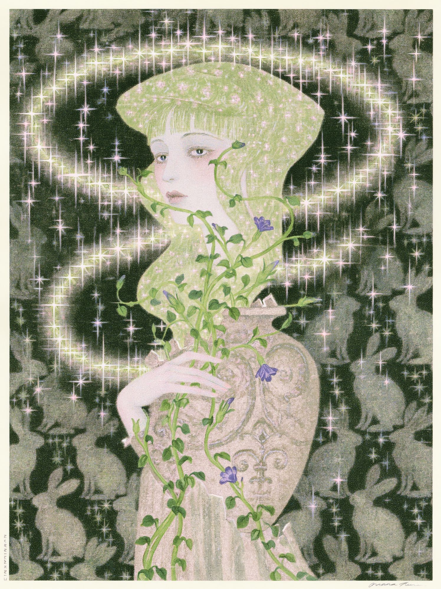 Botanical Portrait Sparkle Print. poster — illustration art