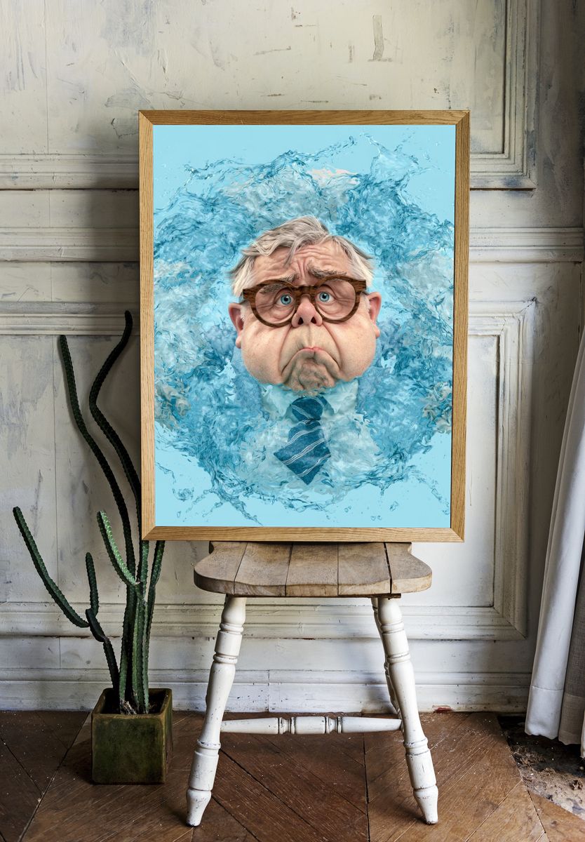 Surprised Man in Water Splash Poster. room preview