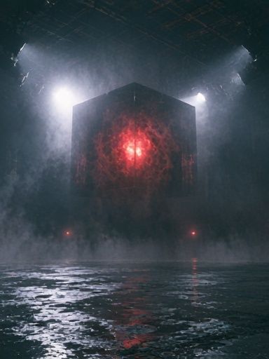 Mysterious Red Cube Sci-Fi Poster. poster detail