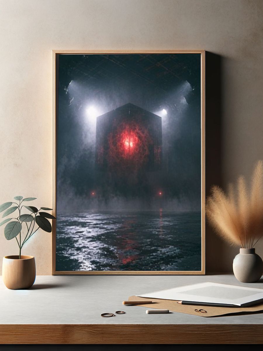 Mysterious Red Cube Sci-Fi Poster. — room view 2