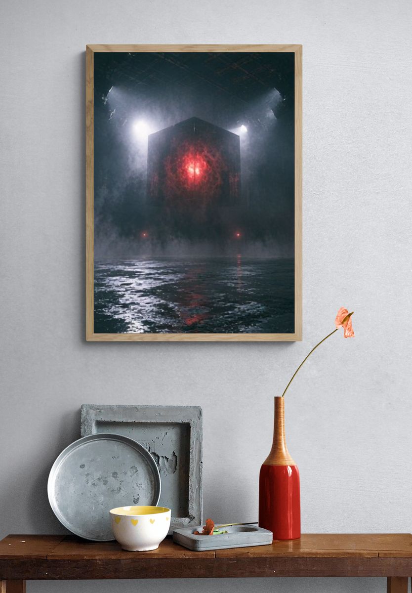 Mysterious Red Cube Sci-Fi Poster. — room view 3