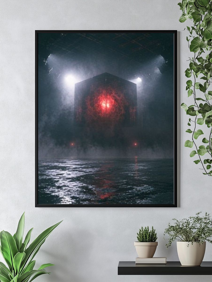 Mysterious Red Cube Sci-Fi Poster. — room view 4