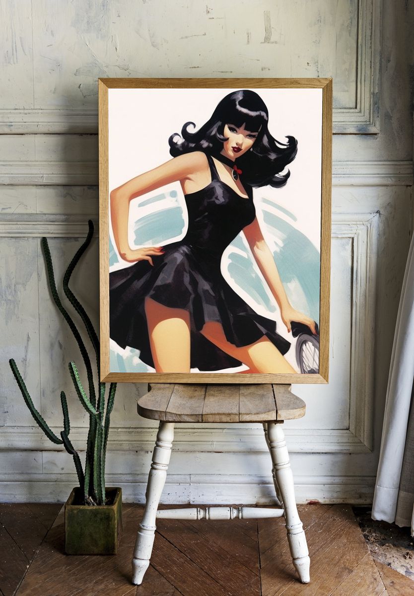 Retro Pin-Up Girl Illustration Poster. — room view 1