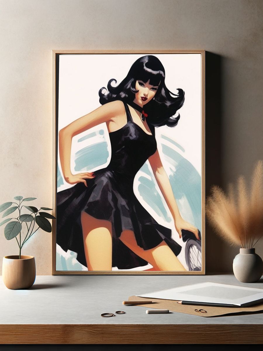 Retro Pin-Up Girl Illustration Poster. — room view 2