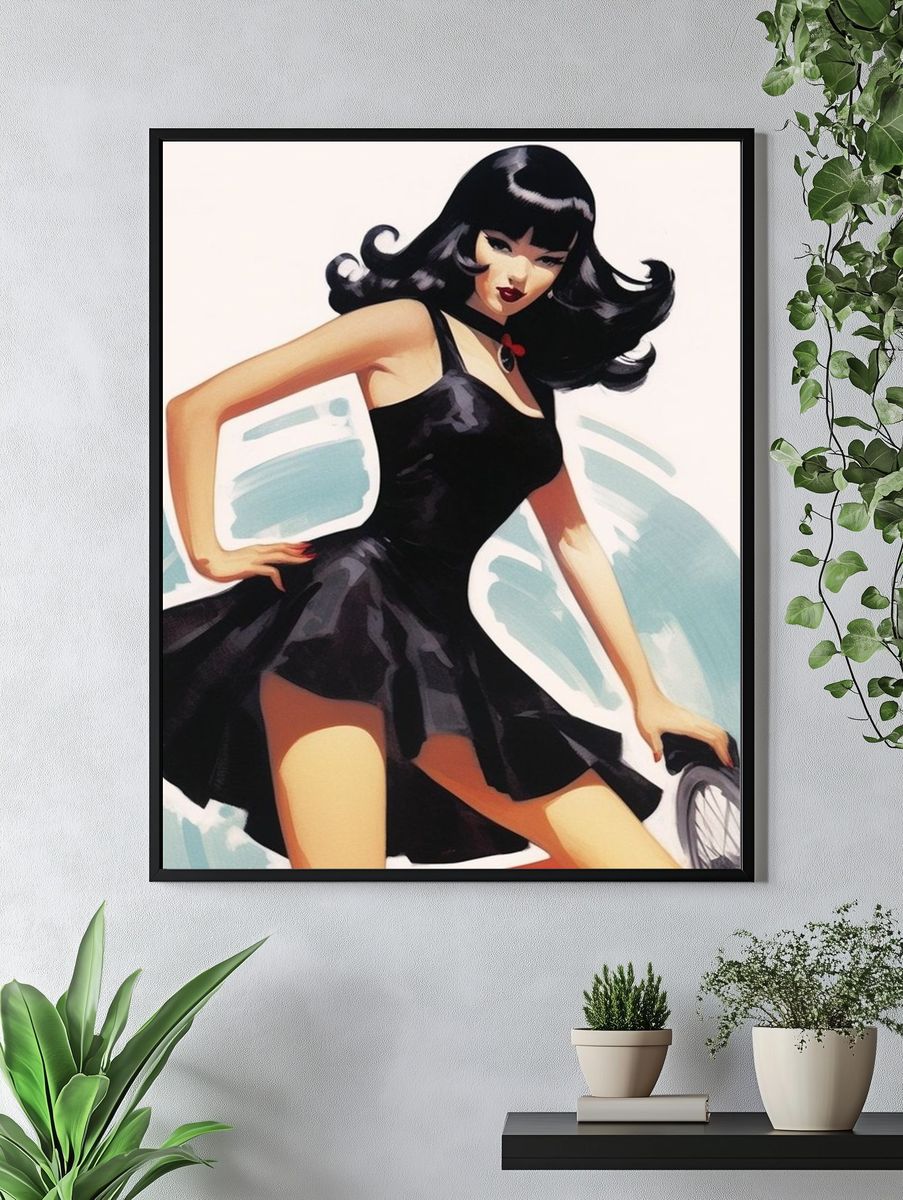 Retro Pin-Up Girl Illustration Poster. — room view 4