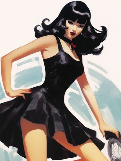 Retro Pin-Up Girl Illustration Poster.