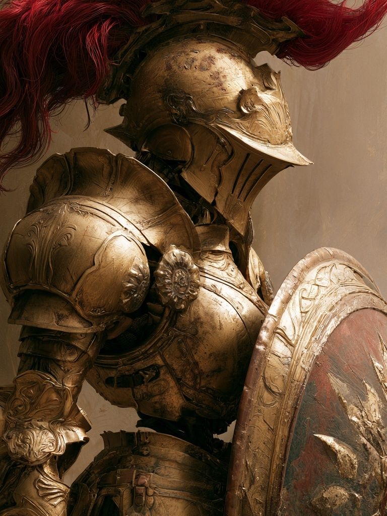 Golden Spartan Warrior Illustration Poster. poster detail