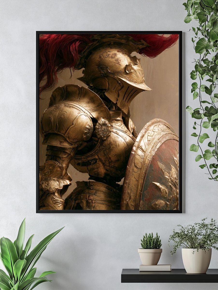 Golden Spartan Warrior Illustration Poster. — room view 4