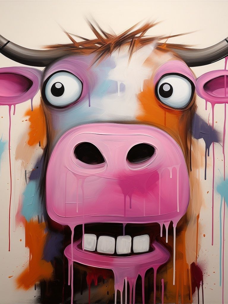 Colorful Cow Face Illustration Poster. poster detail