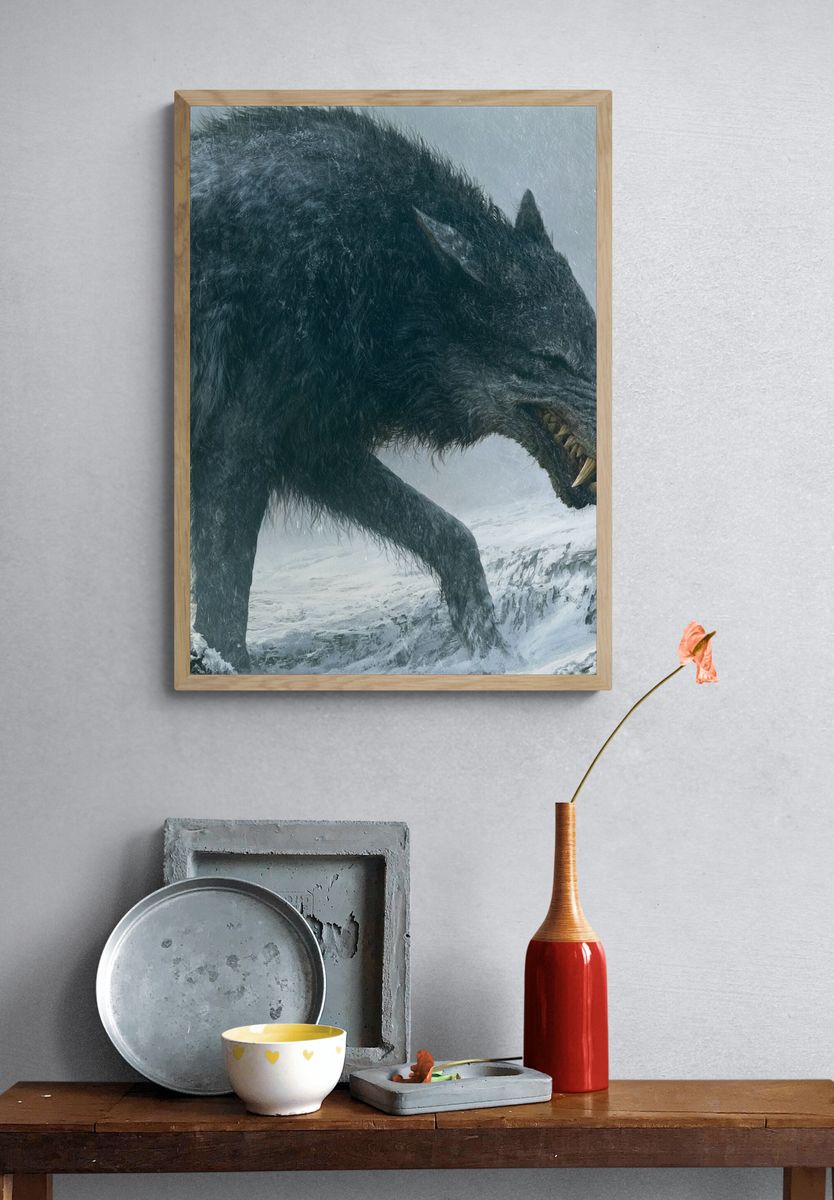 Dire Wolf in Snowstorm Poster. — room view 3