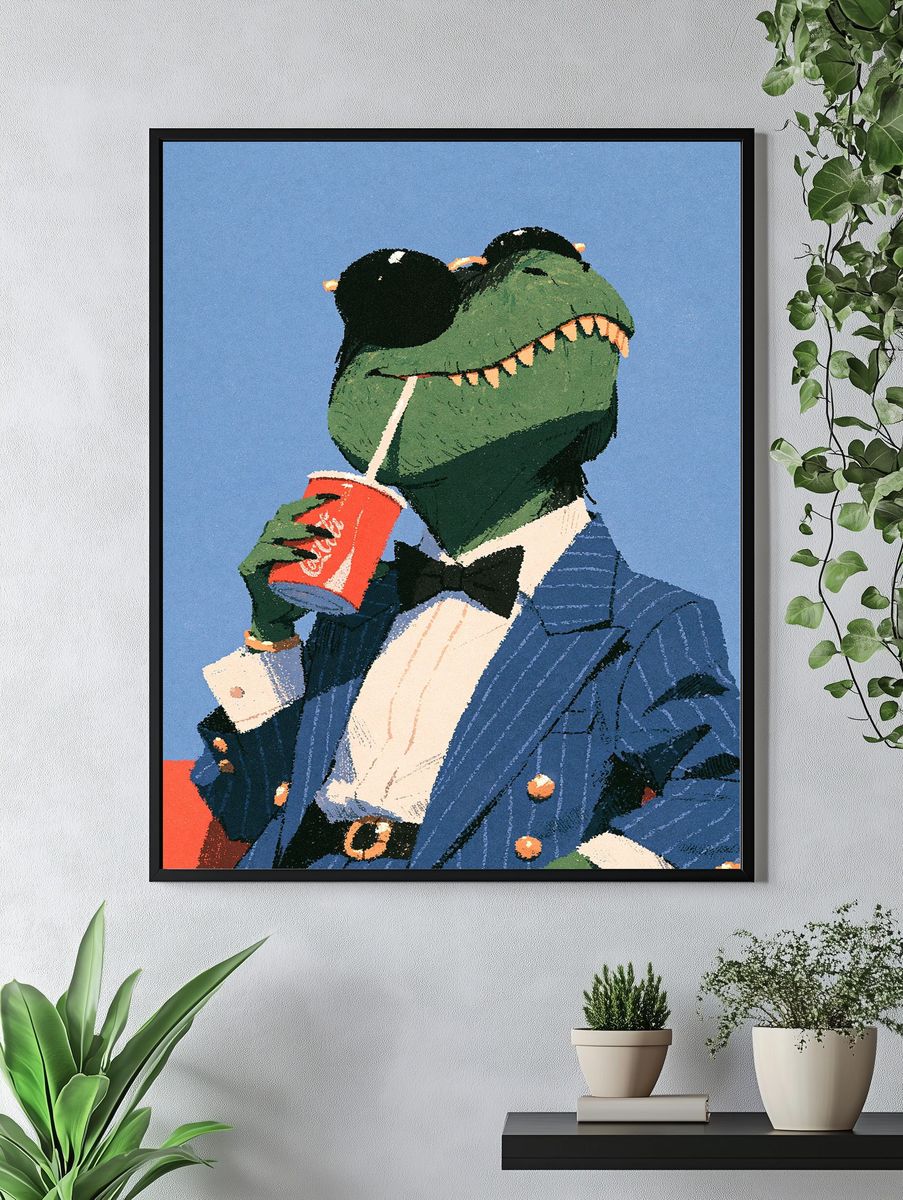 Crocodile in Suit Illustration Poster. — room view 4