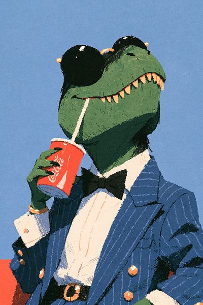 Crocodile in Suit Illustration Poster.