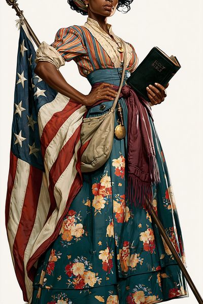 Patriotic Woman with Bible Illustration Poster. poster