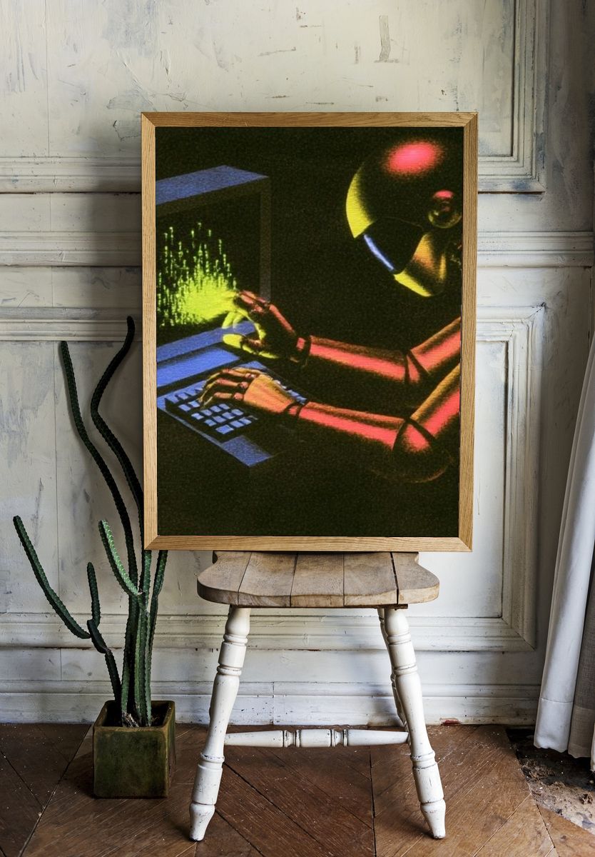 Cyberpunk Computer Operator Print. room preview