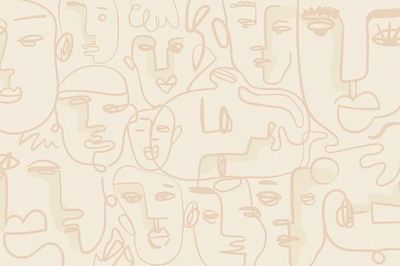 Abstract face line drawing beige. poster