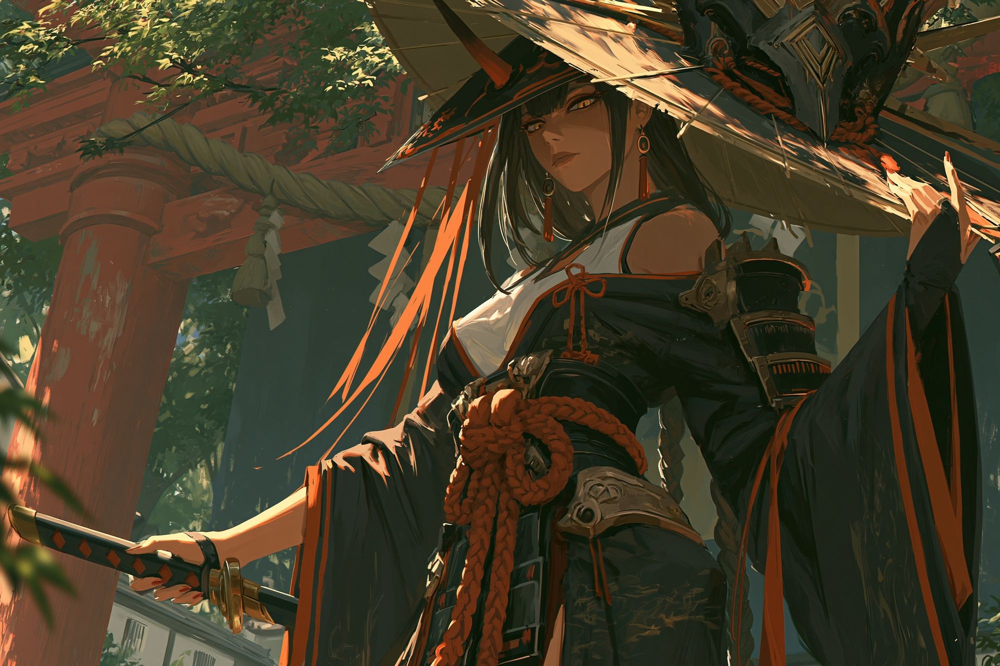 Samurai Shrine Guardian Digital Art Poster. poster detail