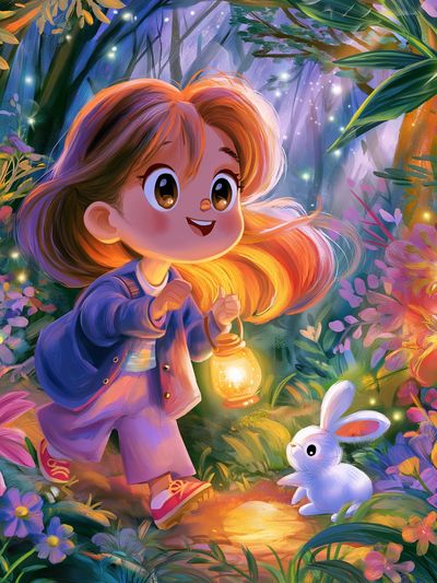 Enchanted Forest Girl Illustration Poster.