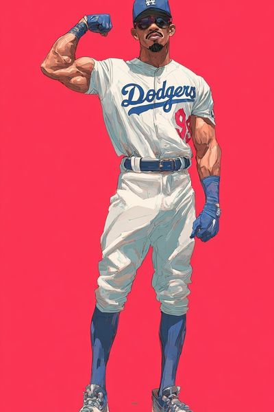 Dodgers Baseball Player Illustration Poster. poster print