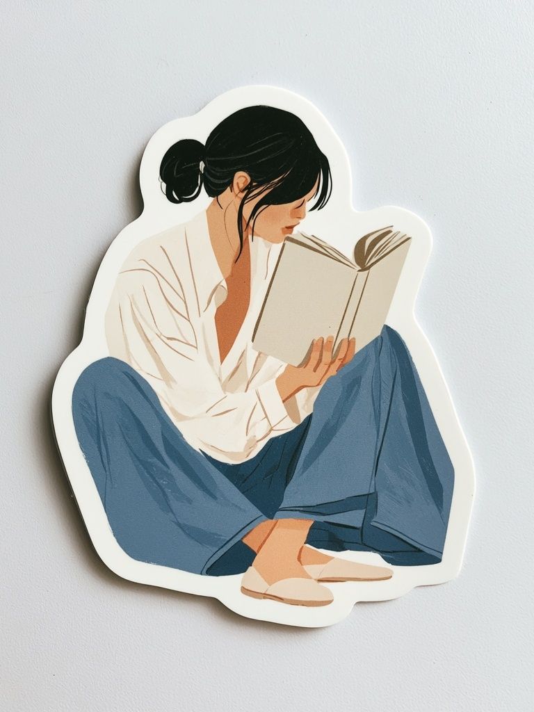 Woman Reading Illustration Poster. poster detail