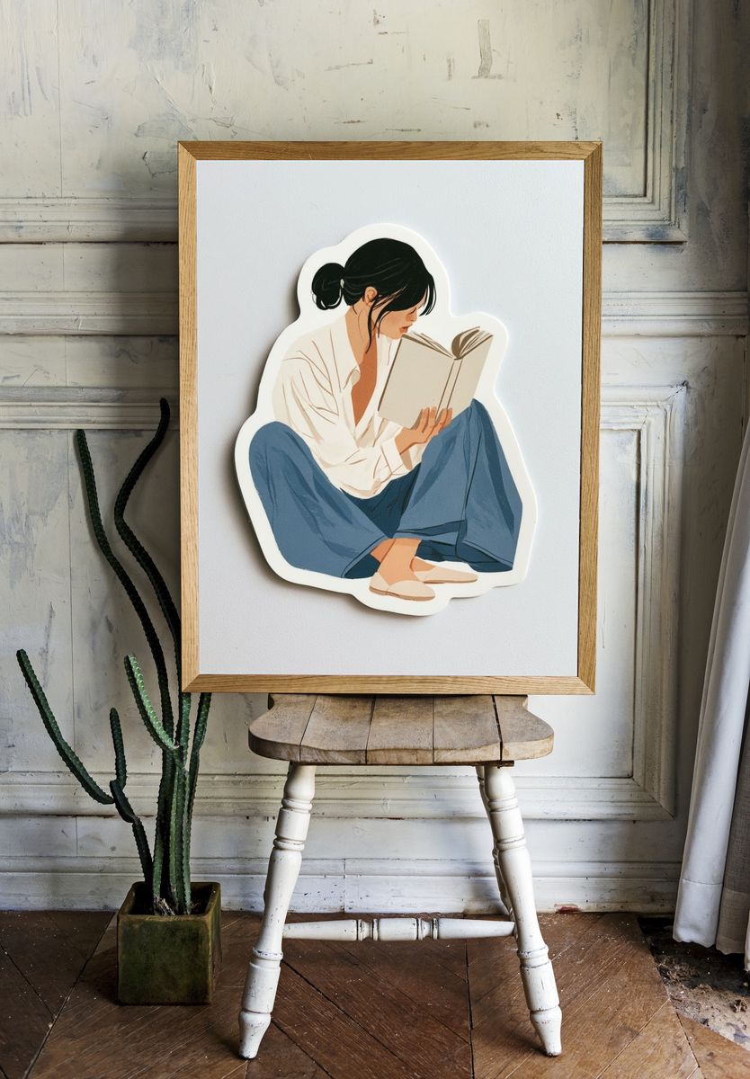 Woman Reading Illustration Poster. room preview