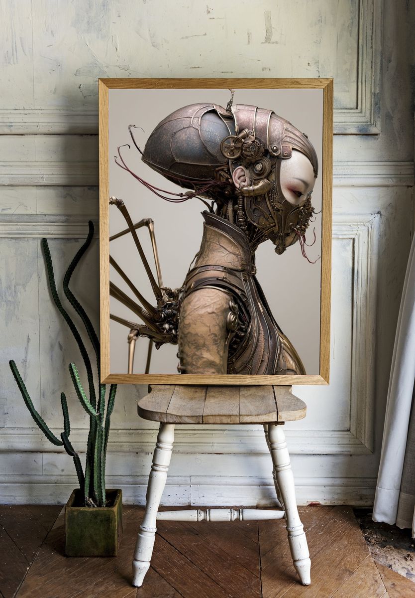 Steampunk Cyborg Portrait Poster. room preview