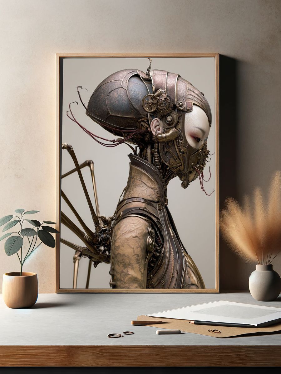 Steampunk Cyborg Portrait Poster. — room view 2
