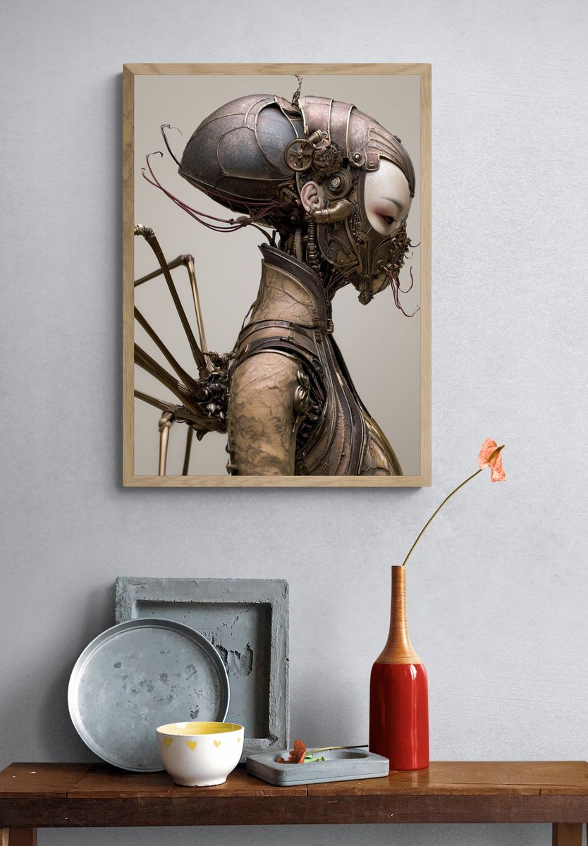 Steampunk Cyborg Portrait Poster. — room view 3