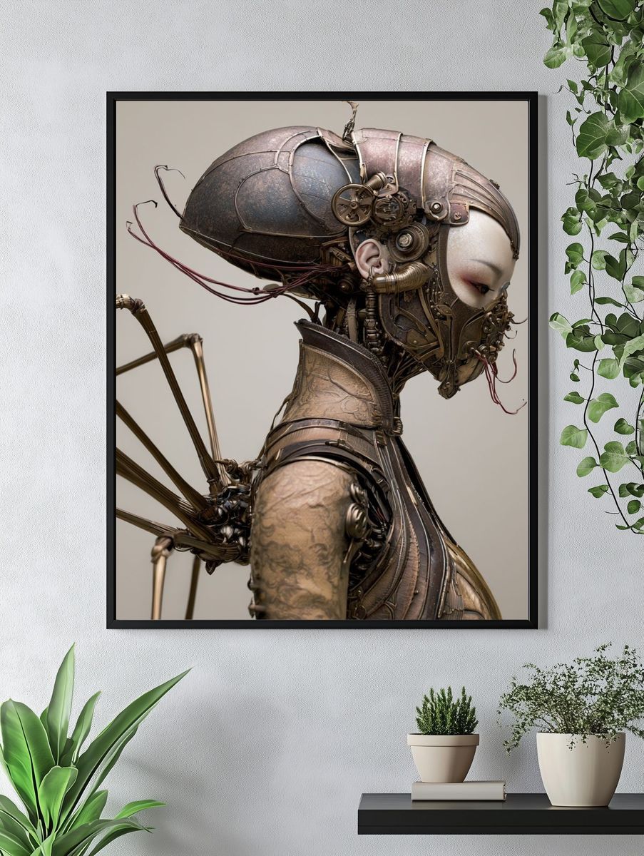 Steampunk Cyborg Portrait Poster. — room view 4
