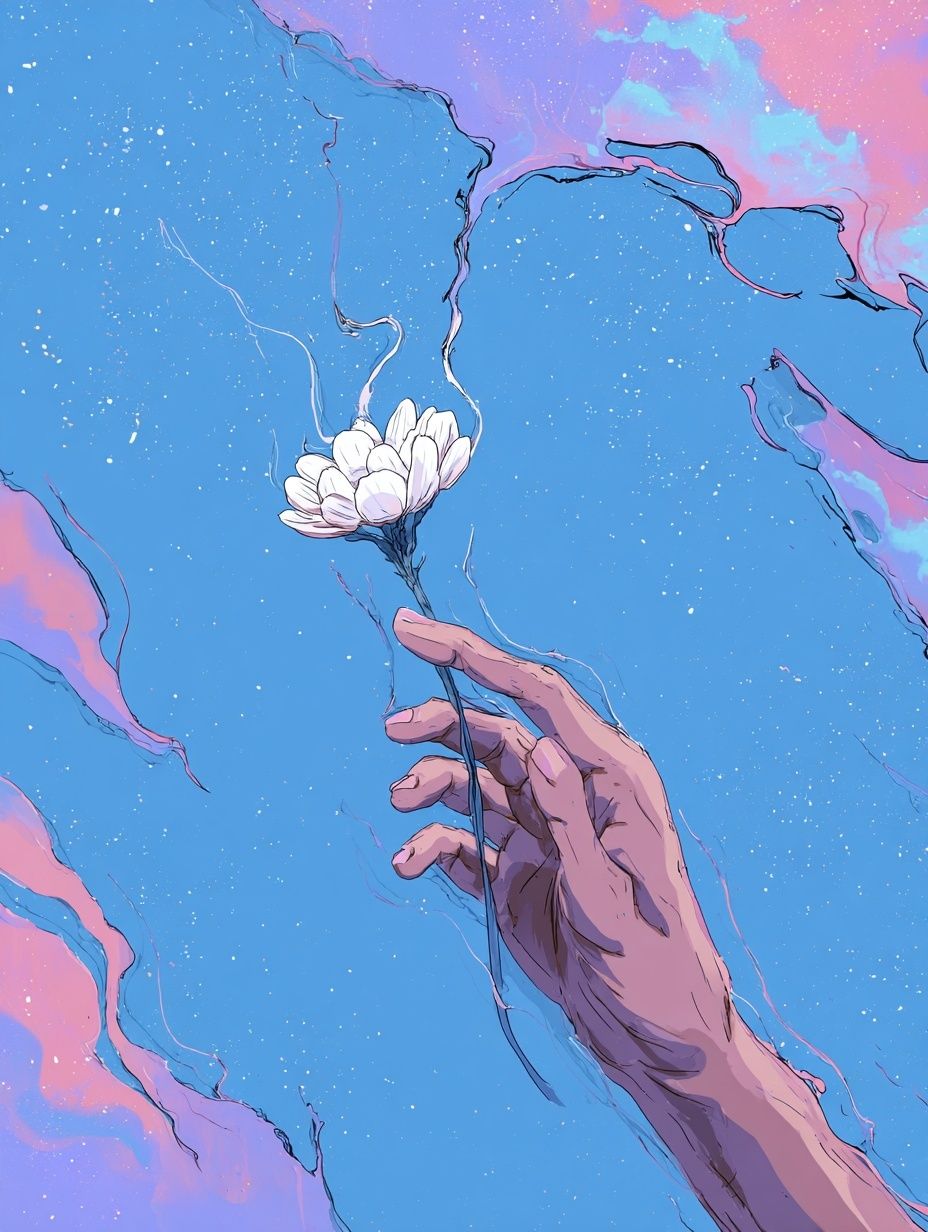 Dreaming Hand Flower Illustration Poster. poster detail