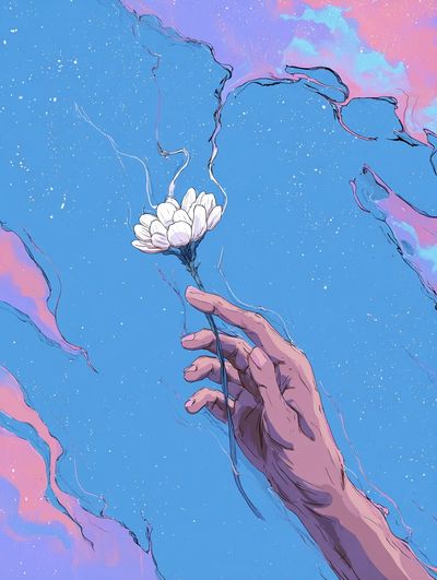 Dreaming Hand Flower Illustration Poster. poster