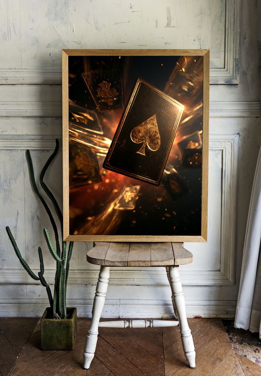 Golden Spade Card — Illustration Print. room preview