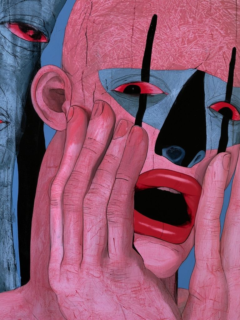 Surreal Masked Face Illustration Poster. poster — illustration art