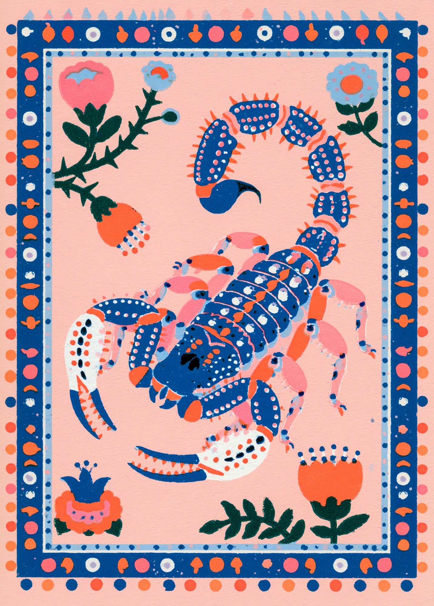 Scorpion Folk Art Poster. poster detail