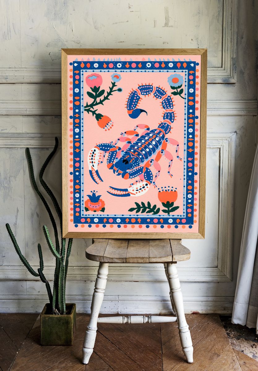 Scorpion Folk Art Poster. — room view 1