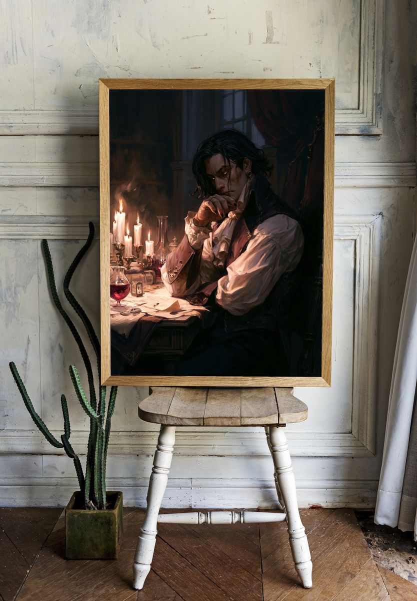 Gothic Vampire Portrait Print. — room view 1