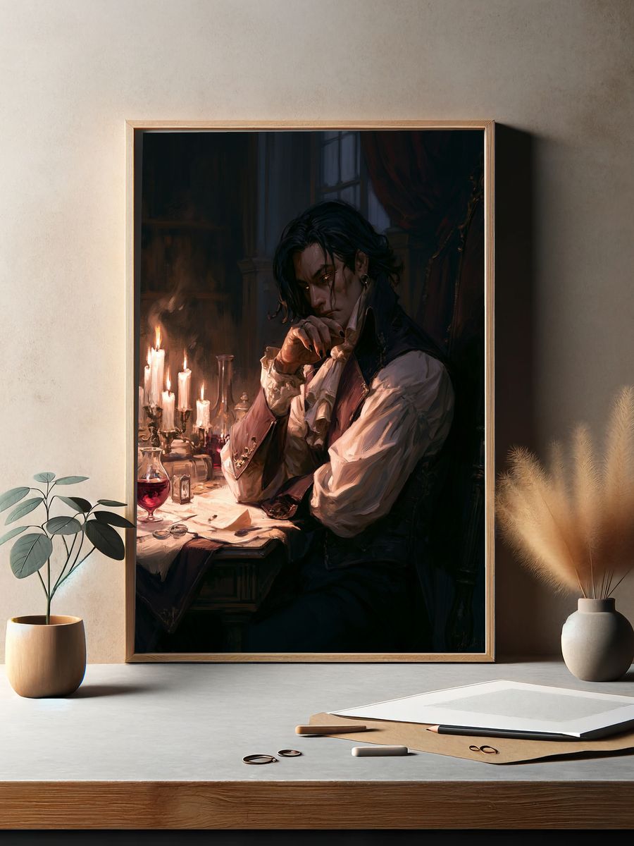 Gothic Vampire Portrait Print. — room view 2