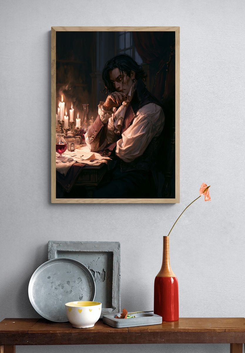 Gothic Vampire Portrait Print. — room view 3