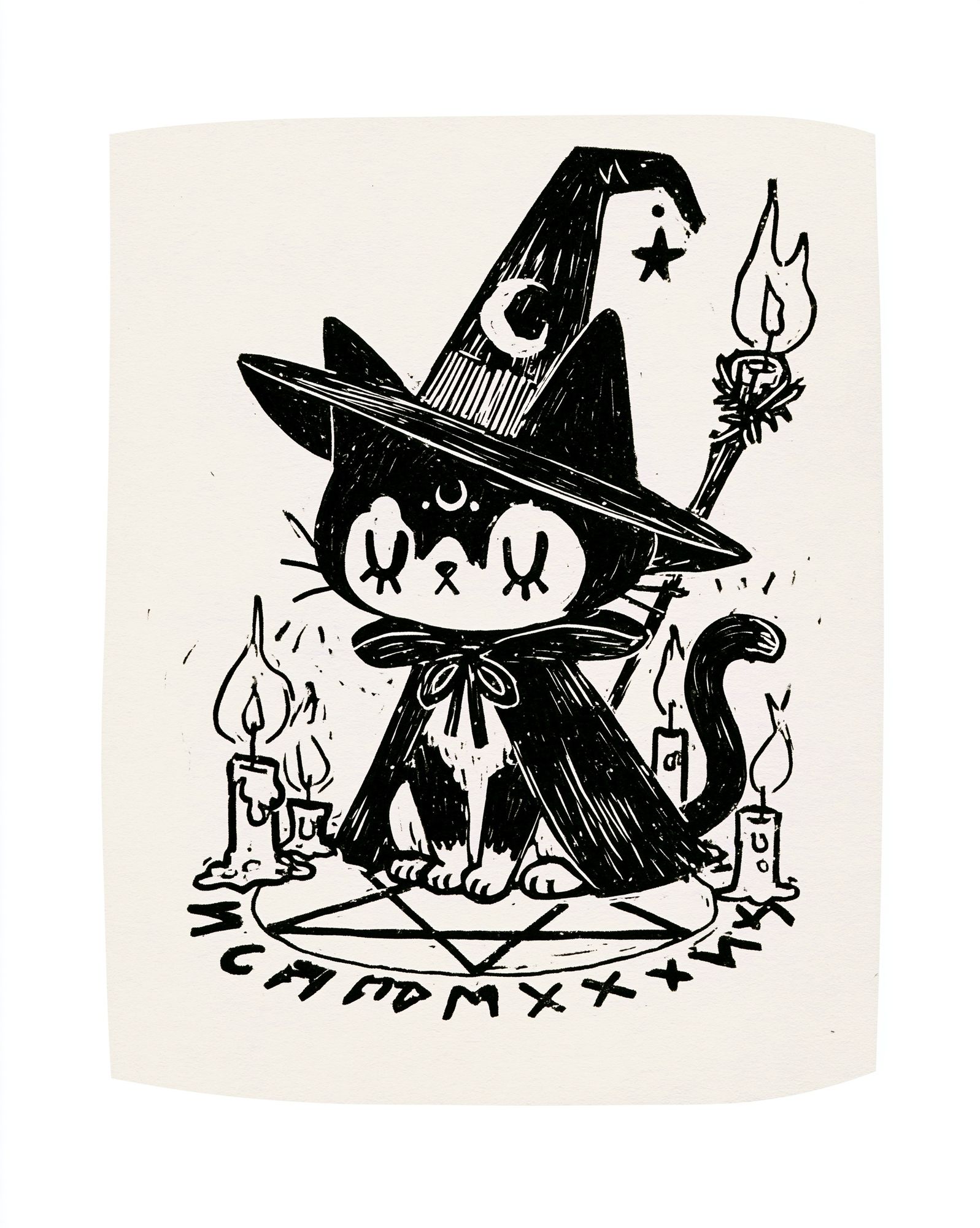 Witch Cat Ink Poster. poster — illustration art