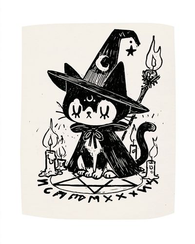 Witch Cat Ink Poster.