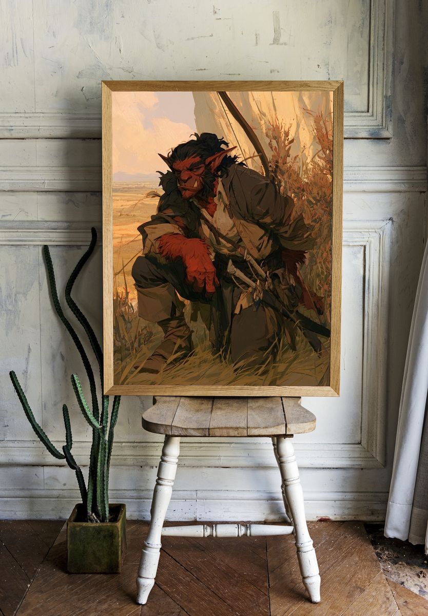 Fantasy Orc Warrior Illustration Poster. — room view 1