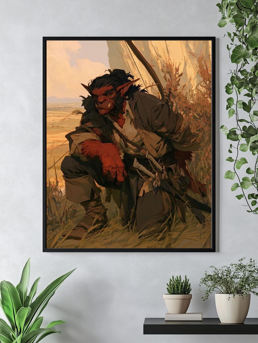 Fantasy Orc Warrior Illustration Poster. — room view 4