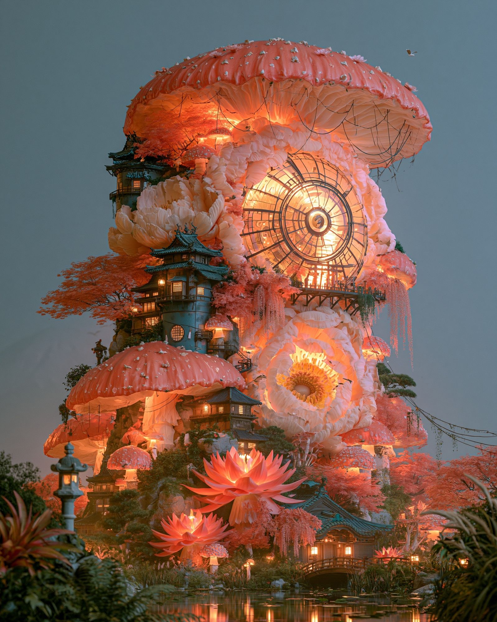 Enchanted Mushroom Garden Print. poster detail