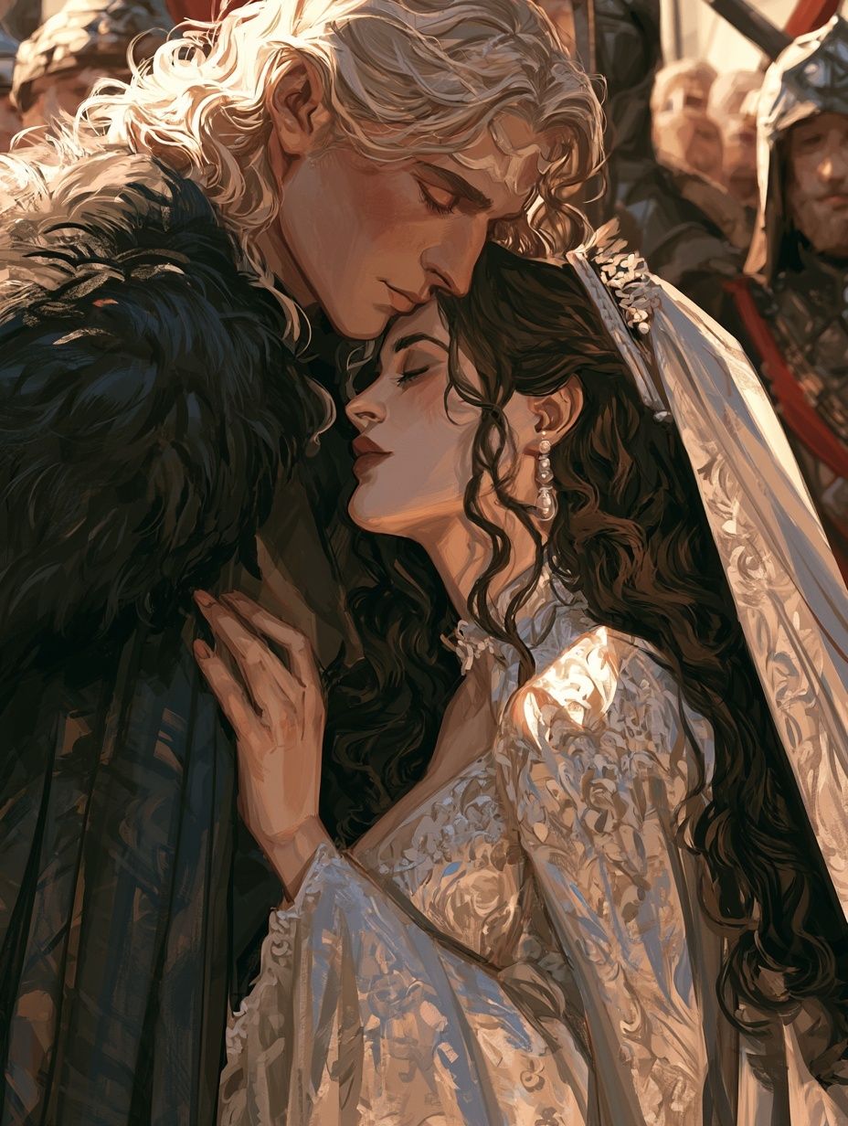 Fantasy Wedding Embrace Illustration Poster. poster — illustration art