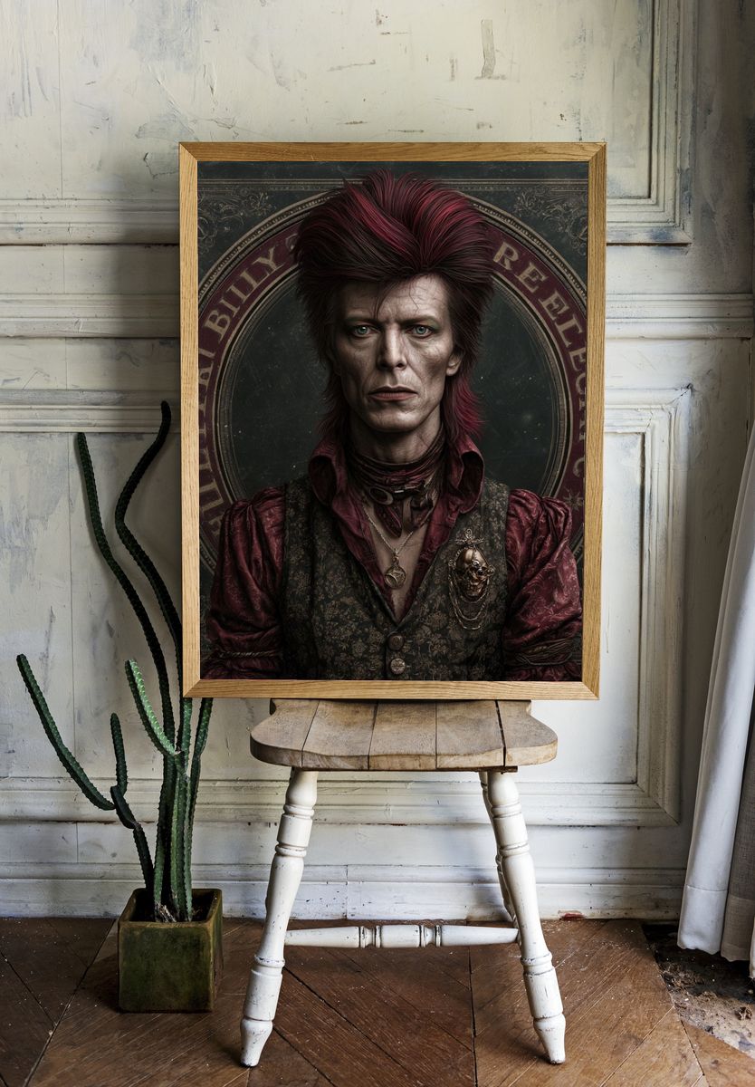 Bowie-Inspired Gothic Portrait Poster. room preview