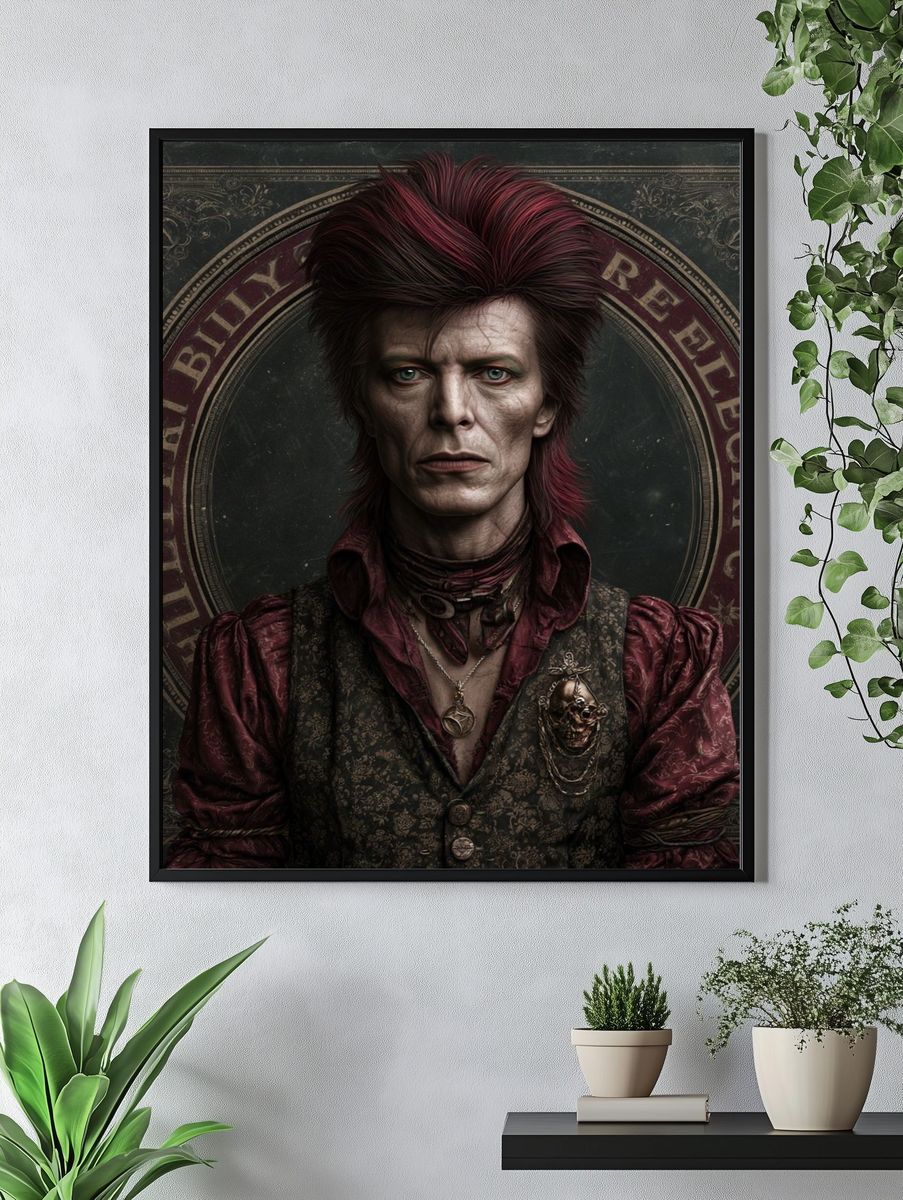 Bowie-Inspired Gothic Portrait Poster. — room view 4