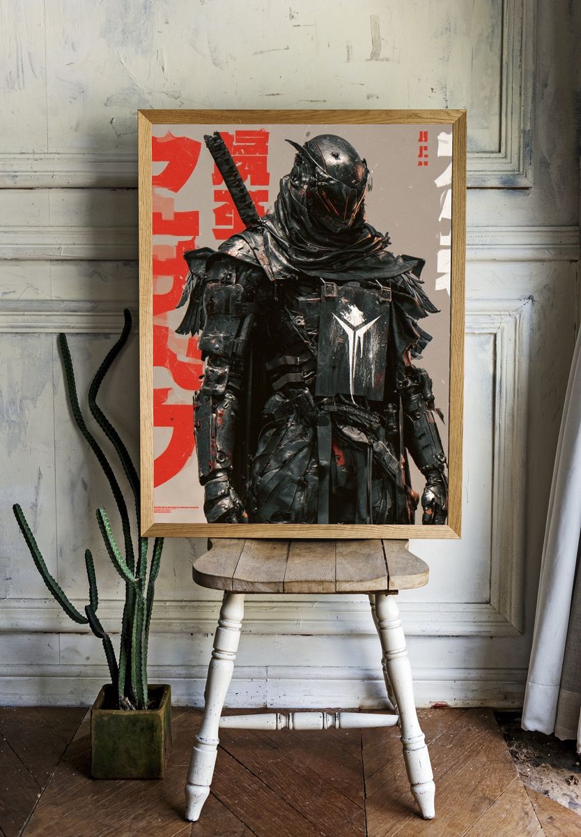 Cyber Samurai Warrior Poster. — room view 1