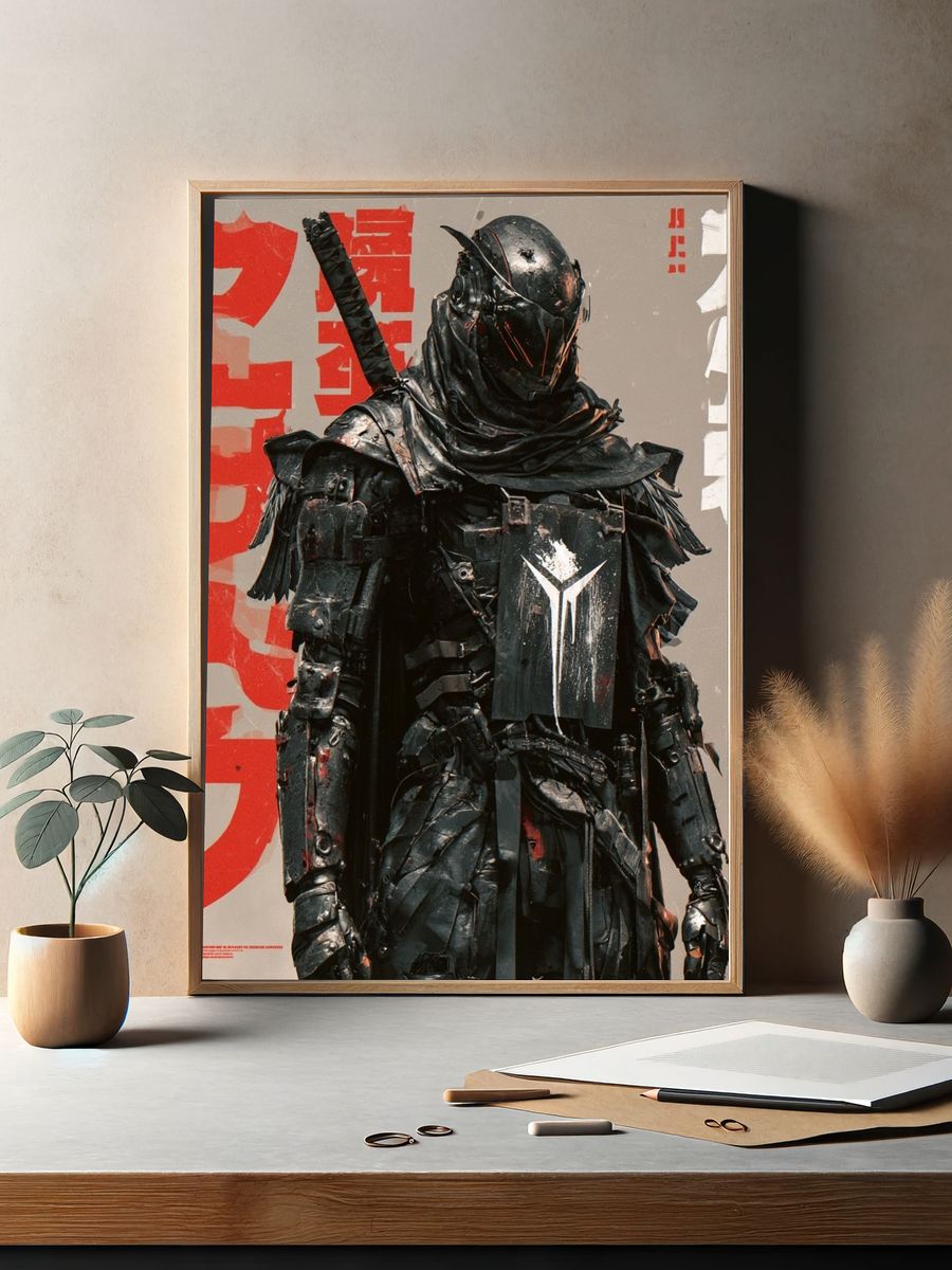 Cyber Samurai Warrior Poster. — room view 2