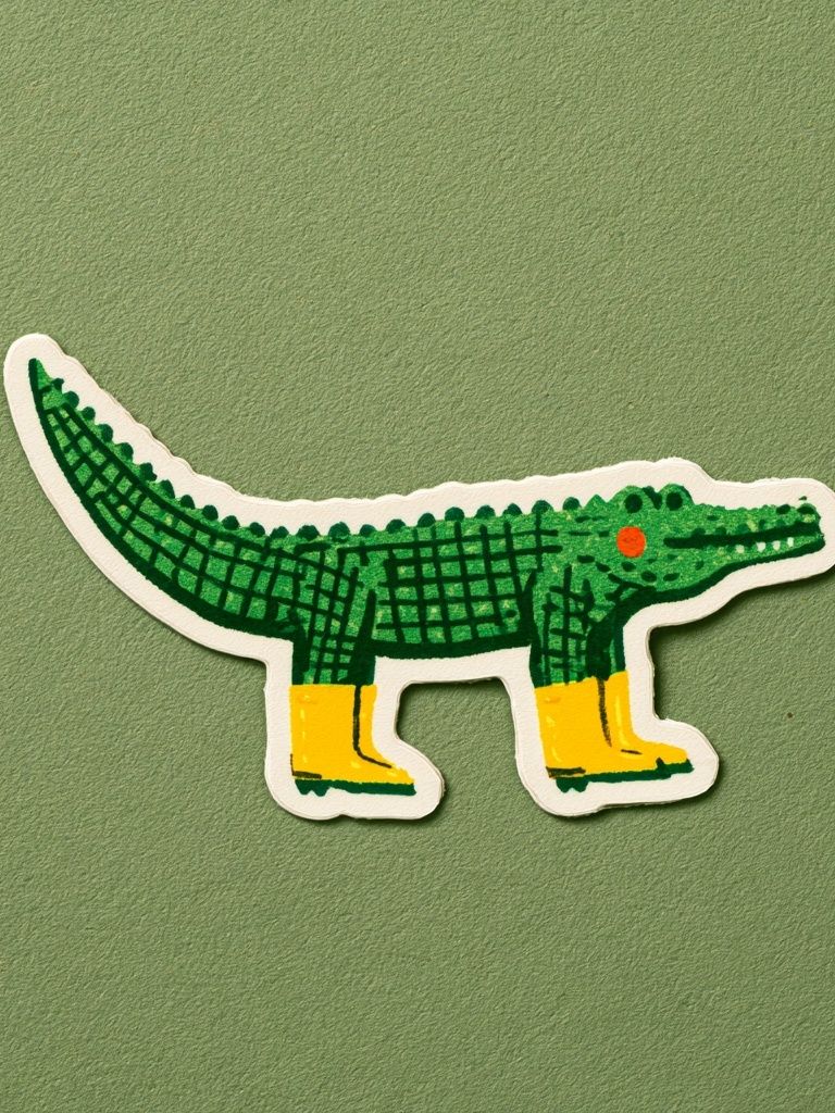 Green Crocodile Illustration Poster. poster detail