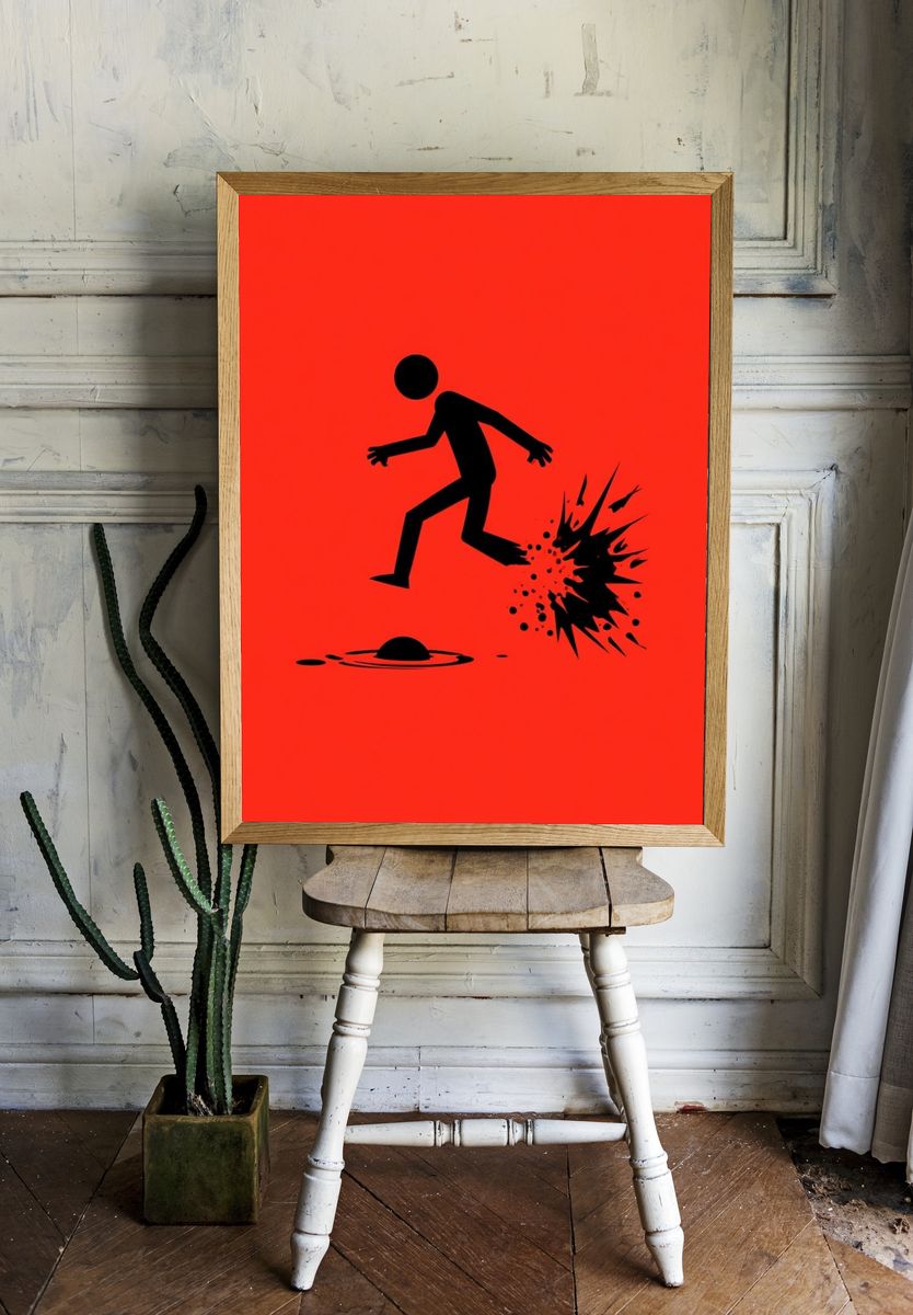 Stick Figure Explosion Typography Print. room preview